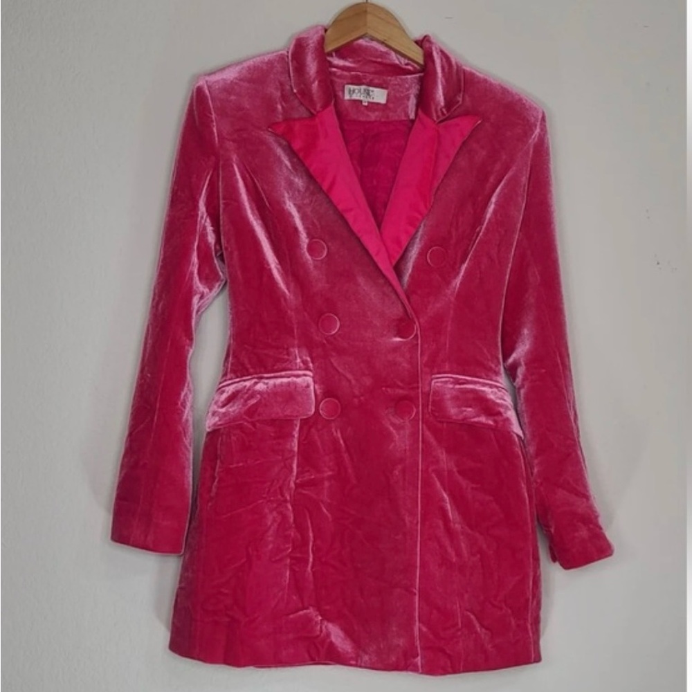 House of CB Cristalle Pink velvet blazer dress